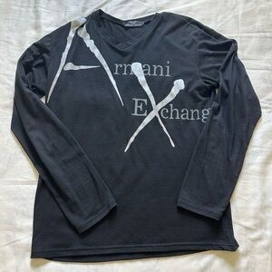 Armani Exchange Black Long Sleeve Graphic Tee